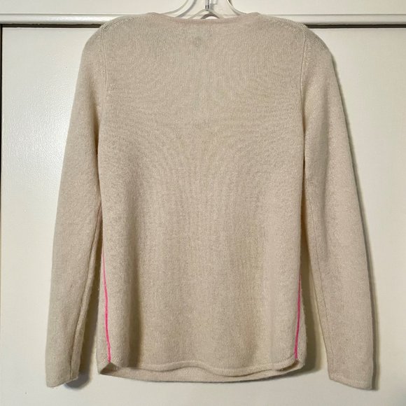 Pure Collection 100% Cashmere Sweater Long Sleeve V-Neck Top Tan/Cream/Pink   4 - Picture 5 of 16